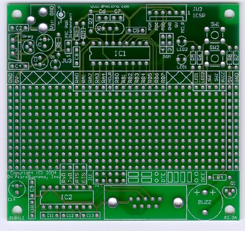 Rapid18iXL PIC prototyping board with RS232 interface
