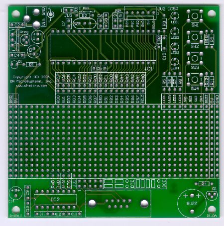 Rapid40iXL PIC prototyping board with RS232 interface